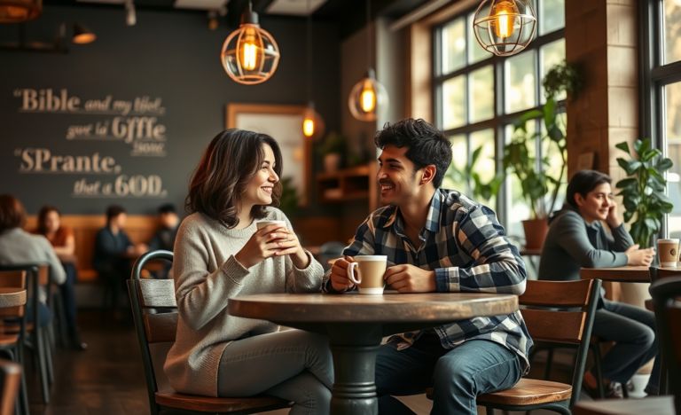 A couple sharing a meaningful moment grounded in their Christian faith.