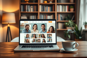 A couple engaging in an online Christian relationship, sharing their faith and love.