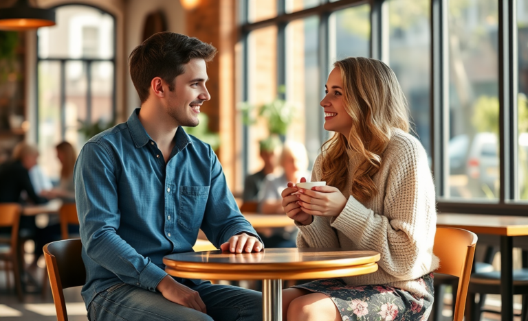 A couple engaged in a meaningful conversation at a Christian dating event, reflecting shared beliefs and values.
