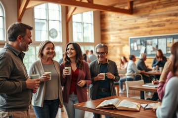 A diverse group of Christians engaging in fellowship and community activities.