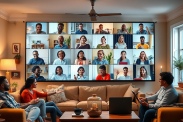 Image representing online fellowship among Christians using various digital platforms.