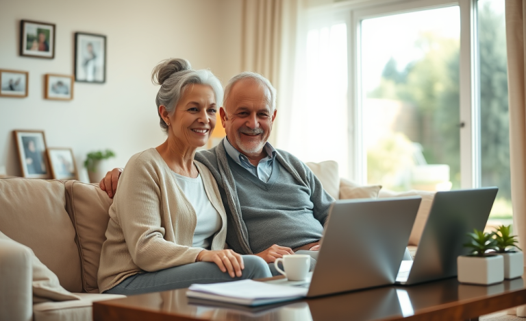 Ancianos solicitando un préstamo personalizado para mejorar su calidad de vida.