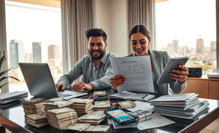 Imagen que ilustra el concepto de dinero fácil mediante contratos electrónicos.