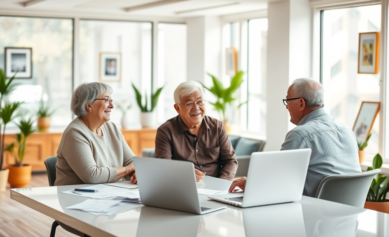 Adultos mayores solicitando un préstamo de manera rápida y fácil.