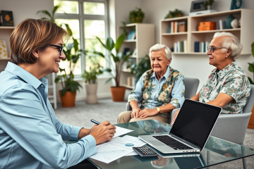Ancianos explorando opciones de préstamo personal
