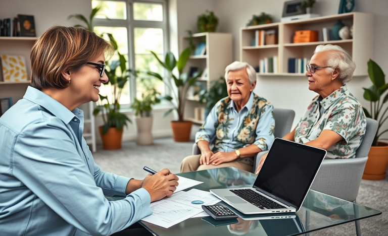 Ancianos explorando opciones de préstamo personal