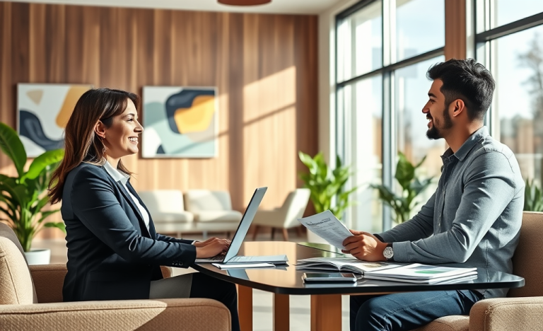 Persona consultando sobre un préstamo en español con Wells Fargo.