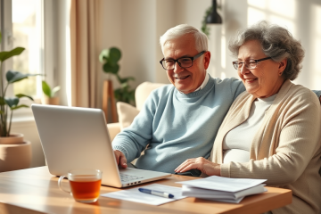 Ancianos solicitando un préstamo rápido y fácil en línea.